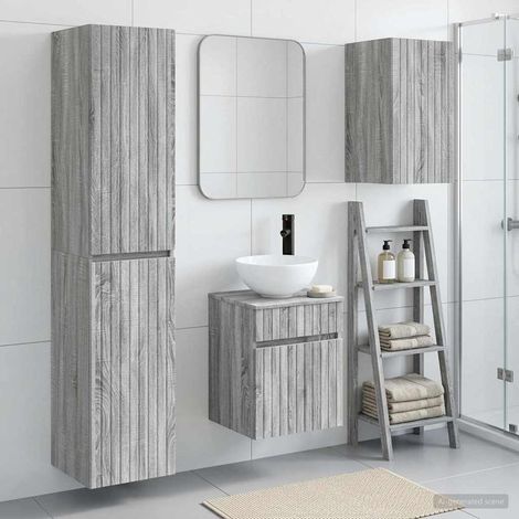 vidaXL Bathroom Furniture Set 3 pcs Grey Sonoma 33 x 34.5 x 160 cm (1/5)