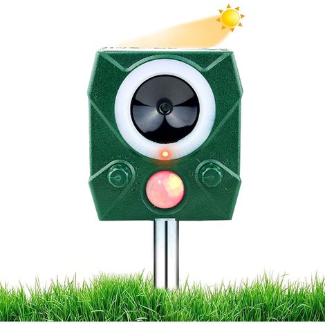 Répulsif Chat Ultrason,Répulsif à ultrasons pour Chats, Repulsif Chien,Charge Solaire,Chargement USB,Etanche IP55 Prévenir Les Chiens et Les Chats, Les Oiseaux, pour Jardins, Champs, Pépinières
