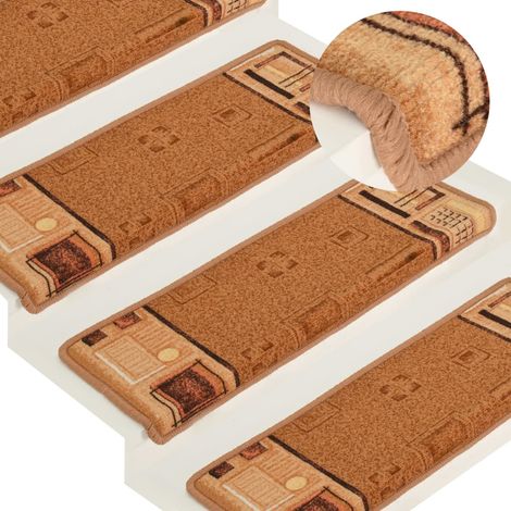Tapis d'escalier autoadhésifs 5 pcs 65x21x4 cm Beige (1/5)