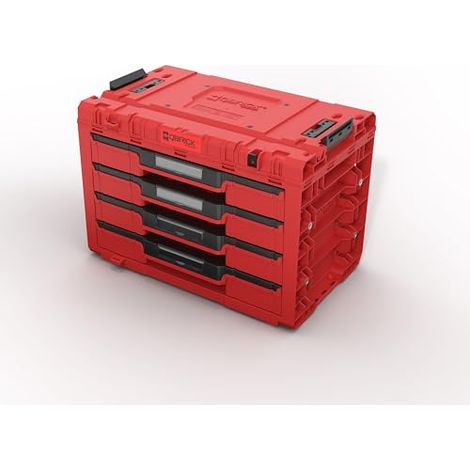 Qbrick – Boîte à outils modulaire 4 tiroirs 542 x 335 x 369 mm – Capacité 21,2 L – Charge max 4 kg par tiroir – Raccords latéraux polyamide