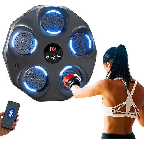 Boxmaschine Music Boxing Machine, Elektronische Musik Boxmaschine, PU-Wandbox-Trainingsgerät, LED-Boxpad mit Boxhandschuhen, Bluetooth, Lichter Im Rhythmus der Musik.