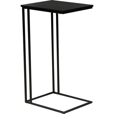 Table d'appoint en Forme de C Noir Table de Chevet au Design Peu encombrant 50 x 91 x 40 cm Table de Salon sur Structure métallique Robuste (1/5)