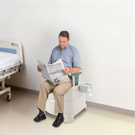 【Chauffage et ventilation】Chaise de toilette de chevet, 220 lb, toilettes portables pour adultes, chaise de camping, avec réglage de hauteur sur 2 positions, accoudoirs amovibles et 2 seaux (1/5)