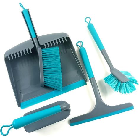 Paletta e spazzola in gomma Antibac Pet Plus+ – Setole antigraffio – Pavimenti duri, Trattamento antibatterico, Paletta con denti in plastica scanalati, Piedini