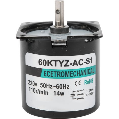 14-W-Wechselstrom-Synchronmotor, 2-Wege, Permanentmagnet mit hohem Torsionsmoment, zentrale Wellenlagerung XD60KTYZ (110 U/min, 220 V Wechselstrom) (1/5)