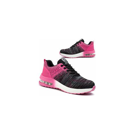 Sicherheitsschuhe Herren Damen Leichte Atmungsaktive Sicherheitssneaker Bequeme Arbeitsschuhe mit Stahlkappe Schwarz-Pink Größe 37-RAPANDA