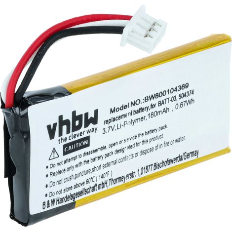 vhbw Akku kompatibel mit Sennheiser SD Office ML, SD Pro1, SD Pro1 ML, SD Pro2, SD Pro2 ML Wireless Headset Kopfhörer (180 mAh, 3,7 V, Li-Ion)