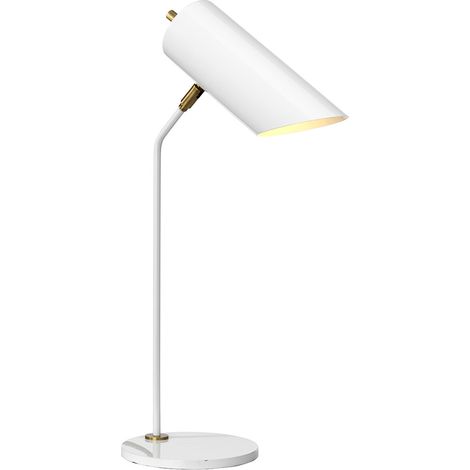 Schreibtischlampe Tischleuchte Bürolampe Spot verstellbar Stahl Messing Weiß