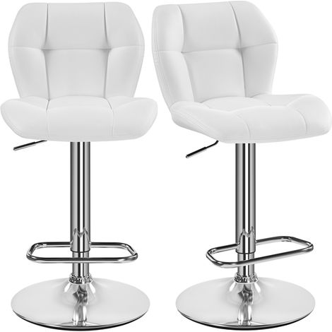Homevive Juego de 2 Taburete de Bar Taburete de Altura Ajustable 89-111 cm Taburete Industrial Metal Silla de Cocina Tasburete Alto para Cocina Bar Comedor Blanco (1/5)