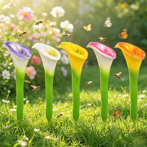 Set di 5 mangiatoie per api e insetti – Design floreale – Punti di abbeveraggio per api, farfalle e impollinatori – Decorazione per giardino, patio e balcone (1/5)