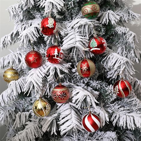 Boule De Noel - En Mousse - Imprimé Flocon De Neige - Blanc Rouge - 24 Pièces - 3 Cm - Décoration Arbre De Noël Intérieur Extérieur (1/5)
