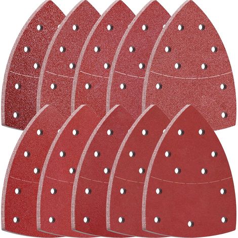 MINKUROW Lijadora de 11 orificios Papel de lija 100 piezas Grano 40 60 80 100 120 180 240 320 400 600 para lijadoras de detalles (1/5)