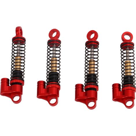 Teleskop-Stoßdämpfer aus hochelastischer Aluminiumlegierung mit Gewinde, CNC-gefräst, für FMS FCX24 1/18 und 1/24 RC Crawler (rot). (1/5)