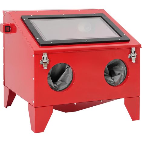 Cabine de Sablage 150 L Sableuse en Acier avec LED et Pistolet Rouge 68,5 x 55,5 x 62 cm (1/5)