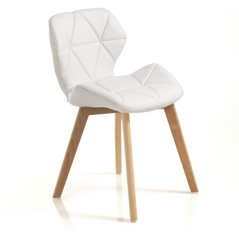 Set 2 sedie in pelle sintetica bianche cm. H.77 x L.48 x P.55
