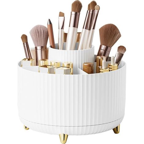 Dailygoody，Organizador de maquillaje，Caja de almacenamiento de maquillaje giratoria 360°，5 compartimentos，Organizador de cosméticos (1/5)