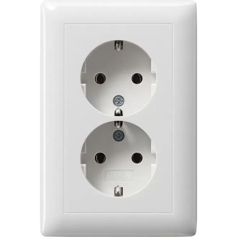 Gira 2f-SCHUKO Vollpl. f. Gerätedose 1,5f Standard 55 Reinweiß [078203], 0782 03 (1/2)