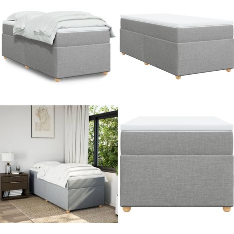Giroletto a Molle con Materasso Grigio Chiaro 90x200 cm Tessuto - Materasso a molle insacchettate - Letto con materasso