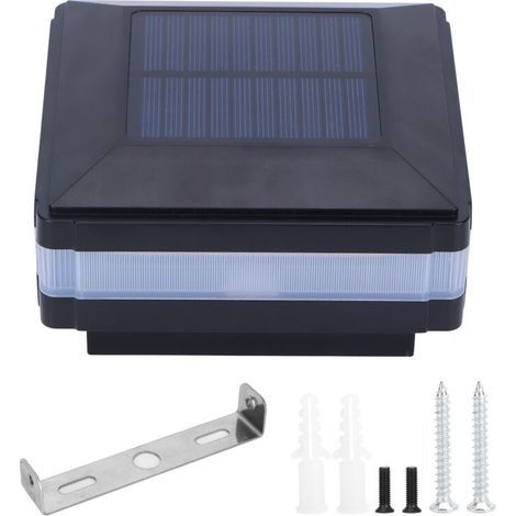 LED Post Lumière Solaire Double Couleur Induction Clture Cap Pilier Lampe IP65 tanche Noir (Blanc Chaud Bleu) (1/5)