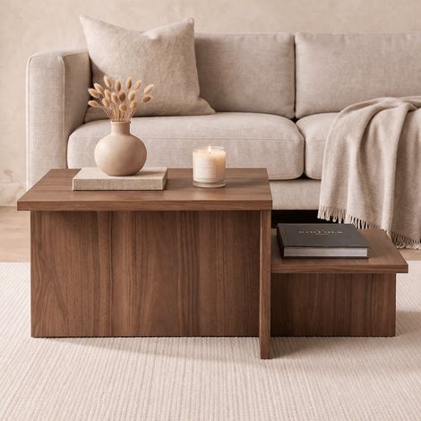 Couchtisch Walnuss-Melamin – 80 x 40 cm – Eterna (1/5)