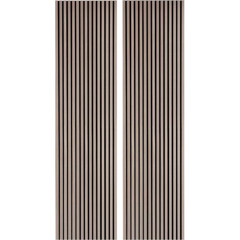 Home Heavenly® - Pack 2 paneles acústicos decorativos, reduce eco y sonido de la habitación. Color: Roble Honey - Negro, Medida: 240x60 cm (1/5)