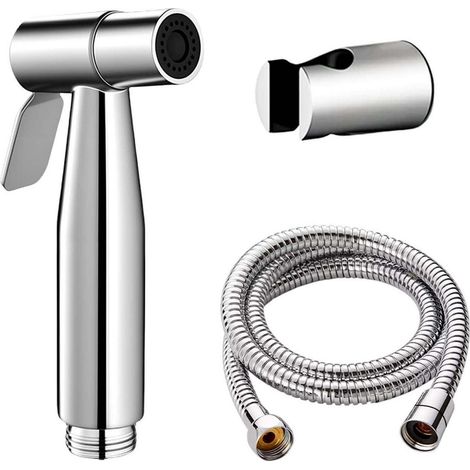 Bidet-Handbrause Edelstahl gebürstet mit 125cm Schlauch und Wandhalterung (1/5)