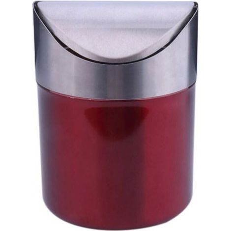 HOXILEELEOMini poubelle de table en acier inoxydable avec couvercle basculant (rouge) (1/4)