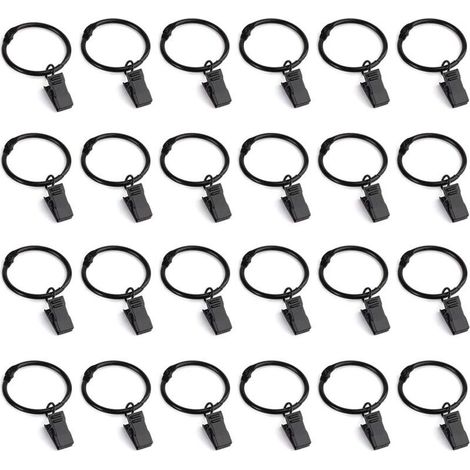 Gardinenclips, Gardinenringe, 40 Stück, Gardinenringe mit Metallclips, dekorative Gardinenhaken, 35 mm Innendurchmesser – Schwarz (1/4)