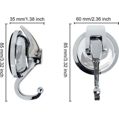 Set di 2 ganci con ventosa per bagno, potenti e murali, gancio da doccia sottovuoto in plastica per cucina e vetro - capacità di carico 5 kg (1/4)