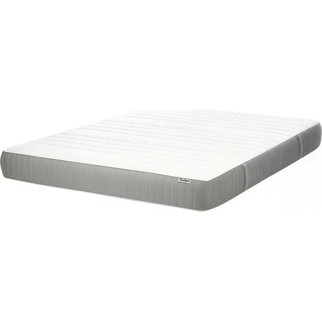 Matelas en Mousse de Gel Moyen avec Housse Amovible 160 x 200 cm Fermeture Éclair Polyester Blanc et Gris Happiness (1/5)