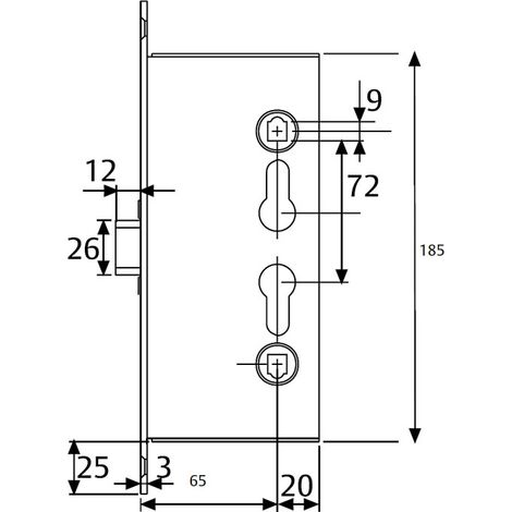 Serrure d'urgence CF60 à condamnation sans cylindre - TESA - CF60RSR9ZCE (1/2)