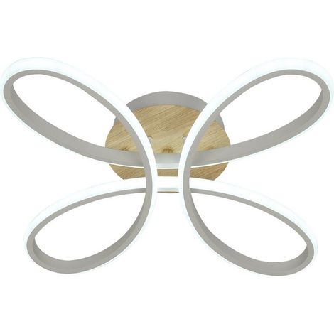 Plafonnier LED 104 W 11 440 lm 3 000-6 500 K 42 cm Blanc/Hêtre Dimmable Série Bandeira