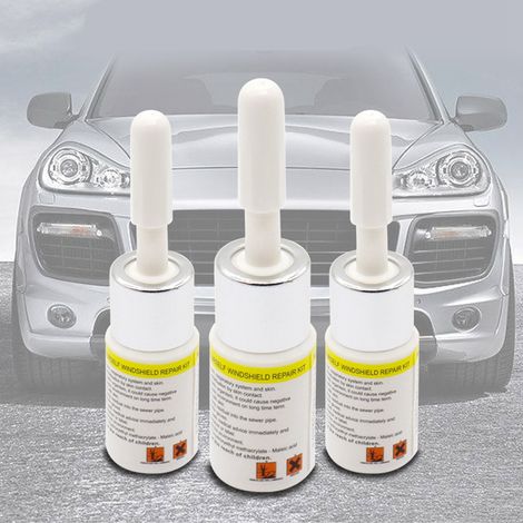 Kit de réparation de fissure de pare-brise avec ventouses stables et liquide de réparation pour vitres de voiture (jaune) (1/5)