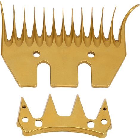Lame de tondeuse électrique pour moutons, acier à haute teneur en carbone, dorée, 13 dents incurvées, peigne de rechange pour tondeuse à animaux (1/5)