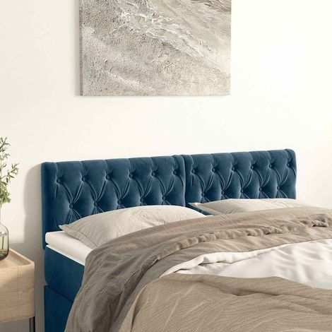 vidaXL Cabeceros terciopelo azul oscuro 144x7x78/88 cm (1/5)