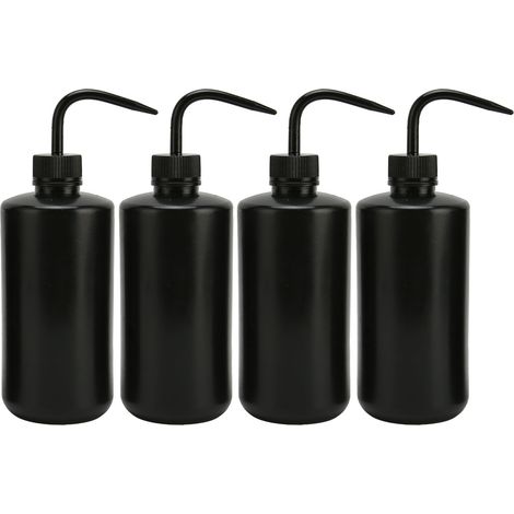 Lot de 4 flacons souples pour tatouage, bec verseur courbé, arrosoir gradué, 500 ml, noir (1/5)