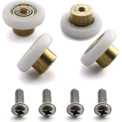 Kit de 4 poulies de porte de douche de 19 mm - Remplacement pour portes coulissantes en verre, vis M4 incluses (1/3)