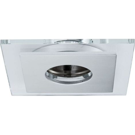 Spot encastré carré gris alu brossé et verre 120x120mm pour lampe max 50W sans alim IP23 PAULMANN 93719 (1/5)