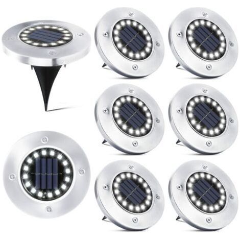 16 LED Lampe Solaire Extérieur-8 Pièces Spot Solaire Jardin Etanche Lampadaire pour Passerelle Chemin Terrasse Cour Souterraine Encastrer Pelouse (1/4)