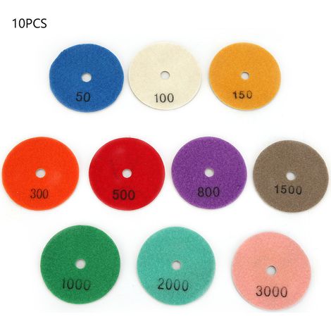 Ortviai Disques de polissage diamantés pour marbre et granit – 10 pièces, 100 mm, grains 50 à 3000 (1/5)