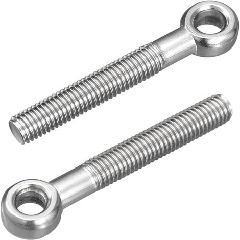 Quatre boulons à œil, en acier inoxydable 304, adaptés aux machines en acier inoxydable 304, aux boulons à œil de vannes à guillotine et aux fixations de tuyaux en acier (M10 x 70 mm). (1/5)