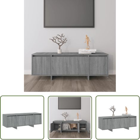 The Living Store TV-Schrank Grau Sonoma 120x30x40,5 cm Holzwerkstoff - TV-Schrank - Lowboard - Holzmöbel - Grau - Sonoma (1/5)