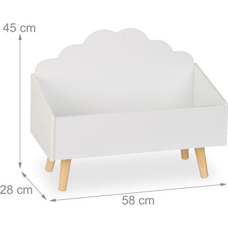 Pratico baule portaoggetti per giocattoli a forma di nuvola altezza adatta ai bambini per libri e peluche in legno bianco 130016466