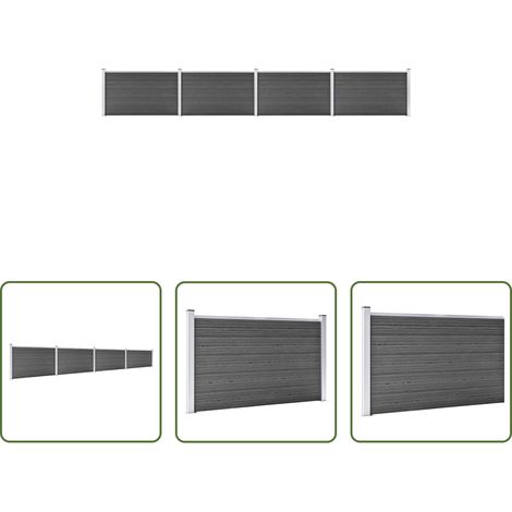 Barrière de jardin - Ensemble de panneau de clôture WPC 699x105 cm Noir (1/5)
