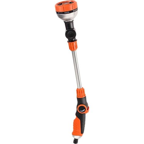 Spruzzatore per irrigazione con 10 getti, impugnatura di controllo antiscivolo con blocco on/off, flusso d'acqua ad alta pressione per piante, prati, animali e automobili.
