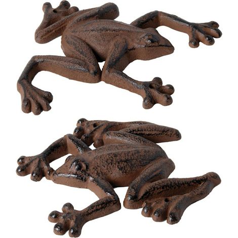 Figura de jardín de rana de hierro fundido, 2 piezas. (1/4)