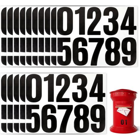 16 Pièces Chiffres Adhesifs Autocollants Grande Vinyle Imperméable, 10 cm Autocollants Numéros Grands, Étanche Autocollant de Numéros Boîte aux Lettres, pour Fenêtre, Porte, Maison, Adresse(Noir) (1/5)
