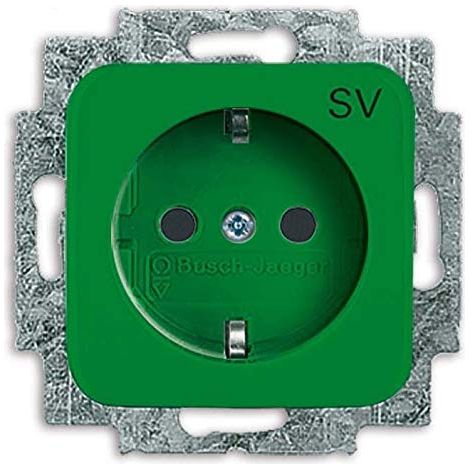 Busch-Jaeger Enchufe SCHUKO® con impresión SV verde - Reflex SI (20 EUC-13-212-103), 2CKA002011A6259