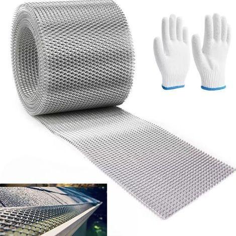 12.7CMX600CM Protection de gouttière en maille d'aluminium robuste pour gouttières - Pour découpe de feuilles - 12,7 x 600 cm (1/4)