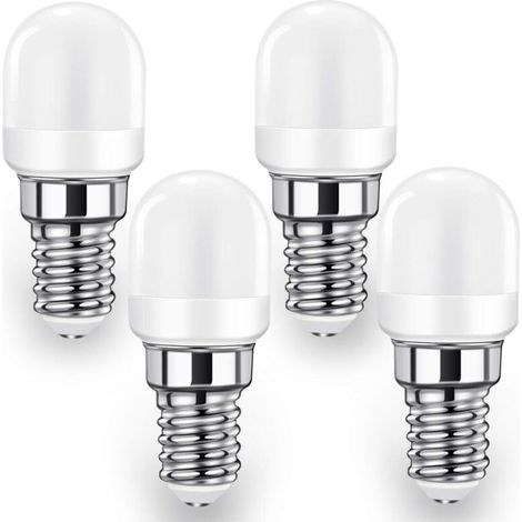 E14 LED Fridge Light Bulb, 2W SES Lamp (20W-25W Equivalent), 140lm, Cool White-6000K, 4-Pack